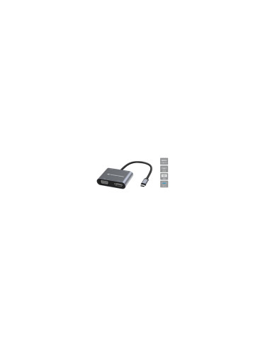 Conceptronic DONN16G Alámbrico USB 3.2 Gen 1 (3.1 Gen 1) Type-C Gris