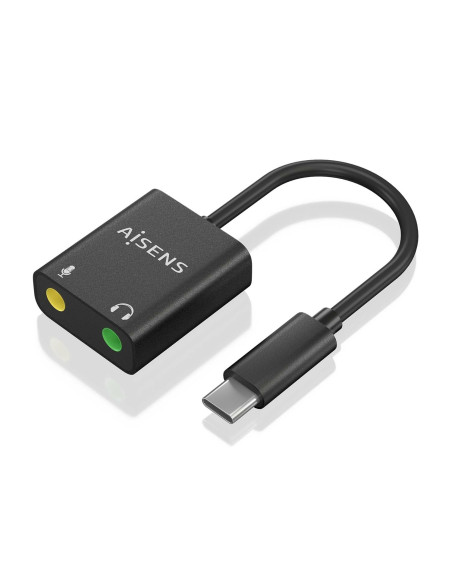 AISENS Conversor USB-C a Audio 48KHz, USB-C/M-2xJack 3.5/H, Negro, 10