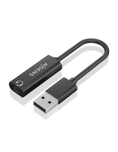 AISENS Conversor USB-A a Audio 48KHz, USB-A/M-Jack 3.5/H, Negro, 10 cm
