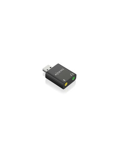 AISENS Conversor USB-A a Audio 48KHz, USB-A/M-2xJack 3.5/H, Negro