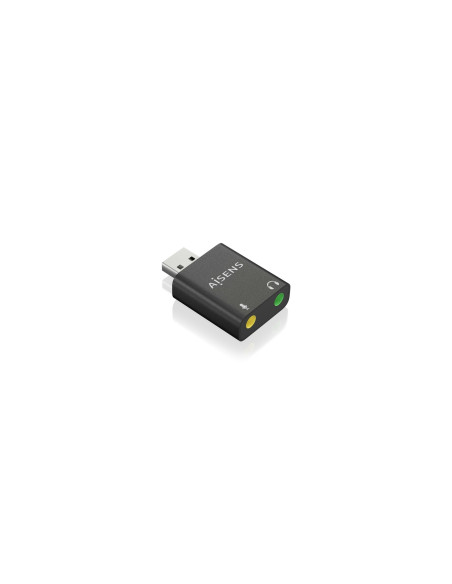 AISENS Conversor USB-A a Audio 48KHz, USB-A/M-2xJack 3.5/H, Negro