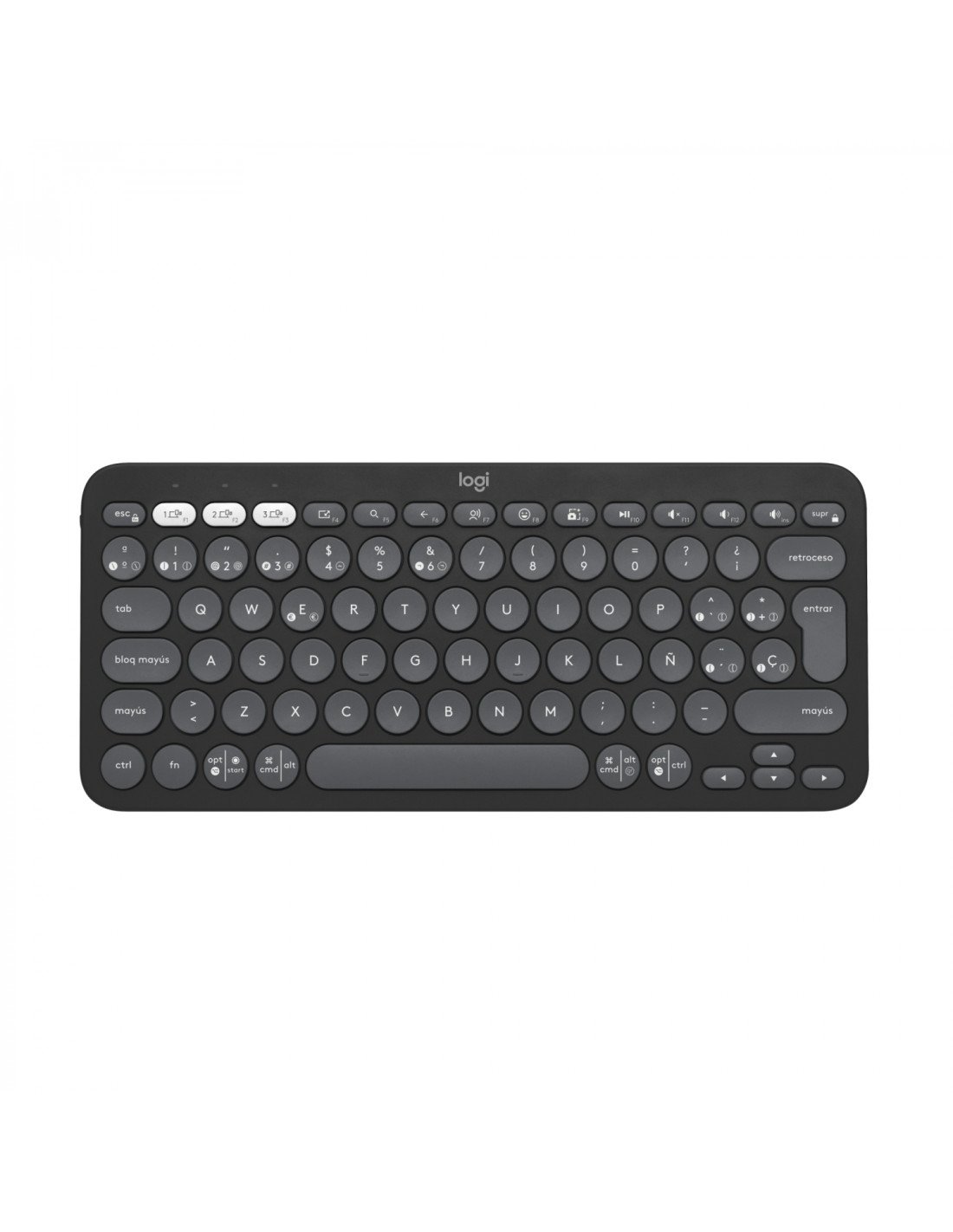 Logitech Pebble Keys 2 K380s teclado RF Wireless + Bluetooth QWERTY Español Grafito