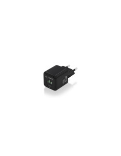 AISENS Cargador GaN 20W, 1xUSB-C PD3.0 QC4.0, 1xUSB-A QC3.0, Negro
