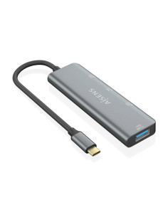 AISENS Hub USB 3.2 Gen2 10G USB-C, USB-C/M-1xUSB-C/H-3xUSB-A/H, Gris,