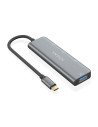 AISENS Hub USB 3.2 Gen2 10G USB-C, USB-C/M-1xUSB-C/H-3xUSB-A/H, Gris, 15 cm