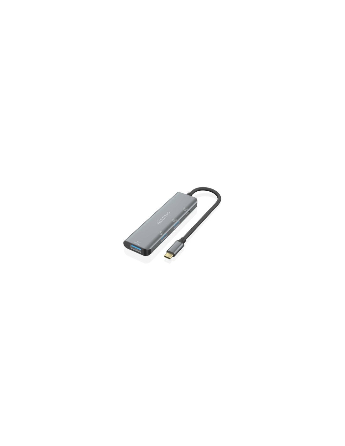 AISENS Hub USB 3.2 Gen2 10G USB-C, USB-C/M-1xUSB-C/H-3xUSB-A/H, Gris, 15 cm