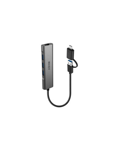 Lindy 43379 hub de interfaz USB 3.2 Gen 1 (3.1 Gen 1) Type-A + Type-C