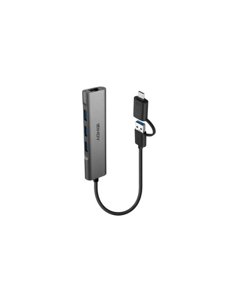 Lindy 43379 hub de interfaz USB 3.2 Gen 1 (3.1 Gen 1) Type-A + Type-C