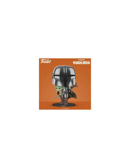 Funko pop star wars the mandalorian el mandaloriano xl version armadura cromatica con yoda en brazos 49931
