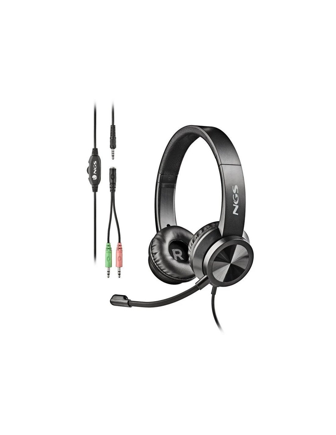 AURICULARES + MICROFONO NGS MSX11PRO JACK 3.5MM BLACK + ADAPTADOR DOBLE JACK