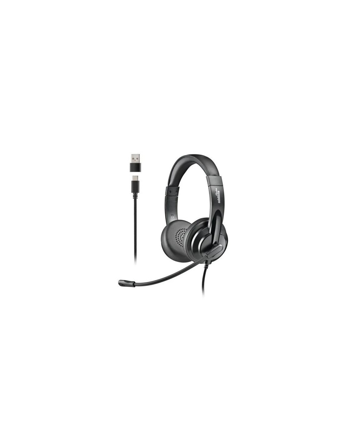 AURICULARES + MICROFONO NGS VOX605USBC USB-A/C BLACK