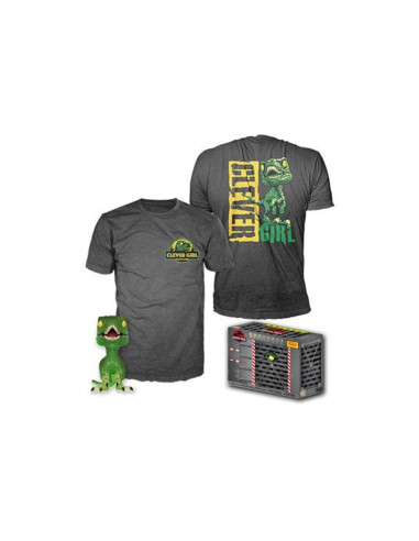 Pop & tee jurassic park clever raptor funko + camiseta talla l