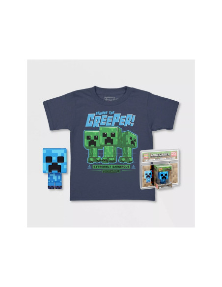 Pop & tee minecraft charged creeper funko + camiseta talla s