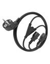AISENS Cable Alimentacion CPU, CEE7/M-2xC13/H, Negro, 1.8M