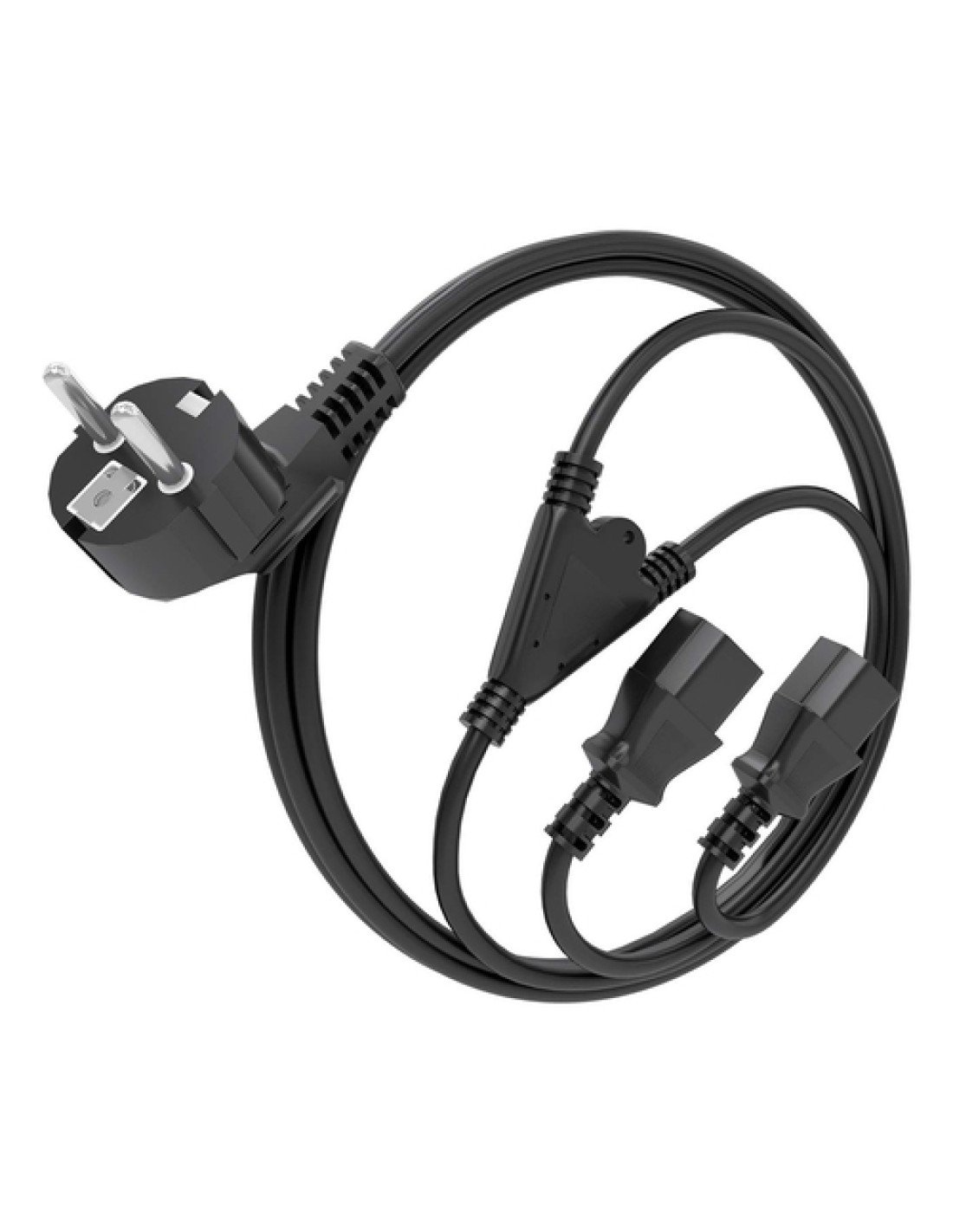 AISENS Cable Alimentacion CPU, CEE7/M-2xC13/H, Negro, 1.8M