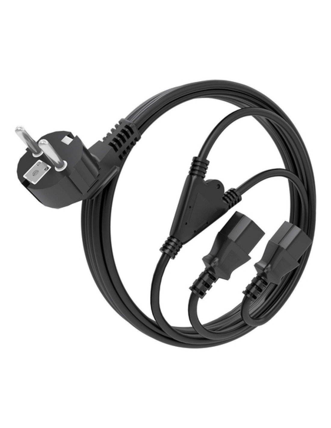 AISENS Cable Alimentacion CPU, CEE7/M-2xC13/H, Negro, 3.0m