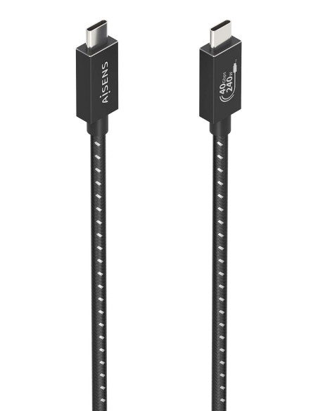 AISENS Cable USB4 Gen3x2 Aluminio 40Gbps 8K@60Hz 5A 48V 240W E-Mark, Tipo USB-C/M-USB-C/M, Negro, 1.5m