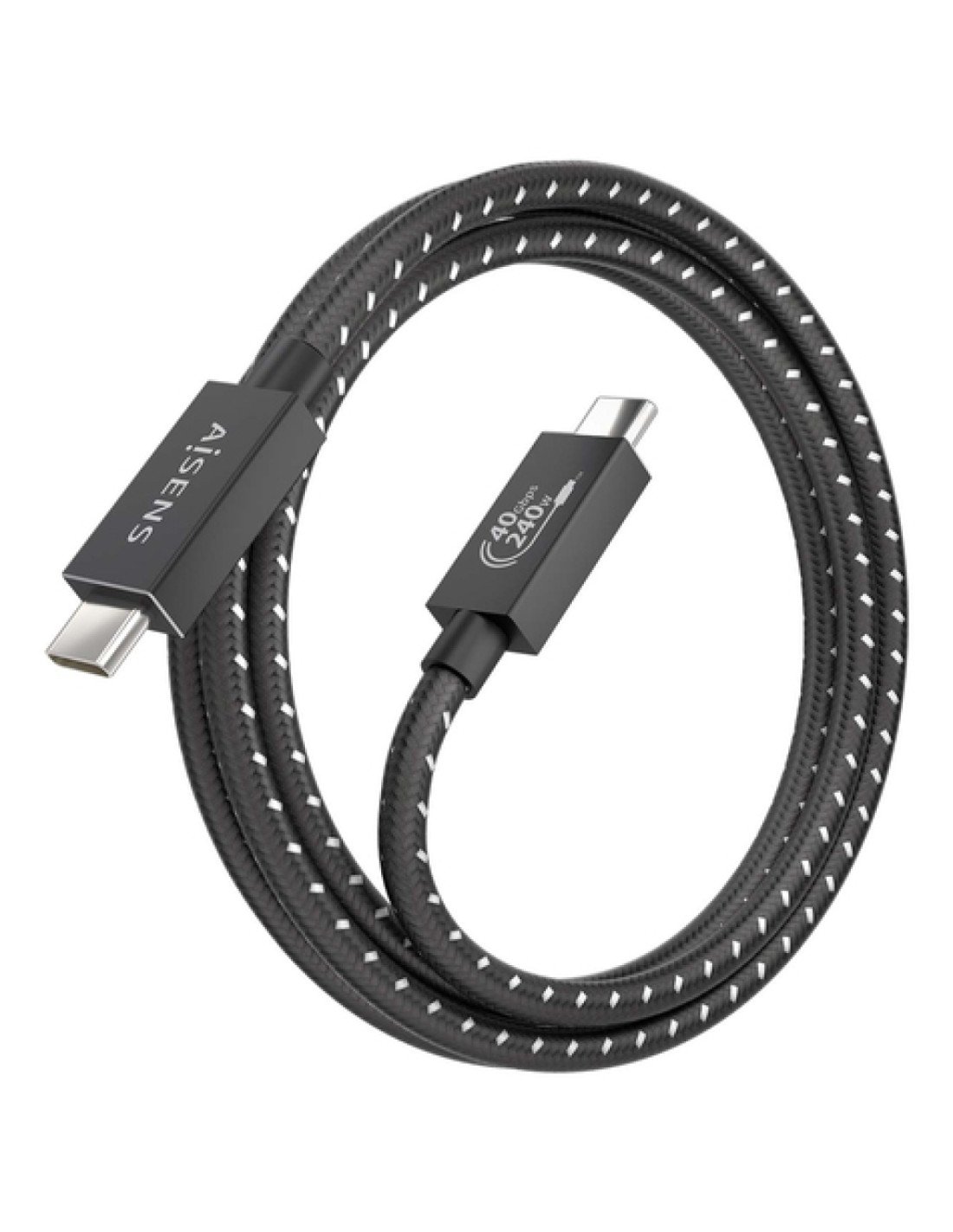 AISENS Cable USB4 Gen3x2 Aluminio 40Gbps 8K@60Hz 5A 48V 240W E-Mark, Tipo USB-C/M-USB-C/M, Negro, 1.5m