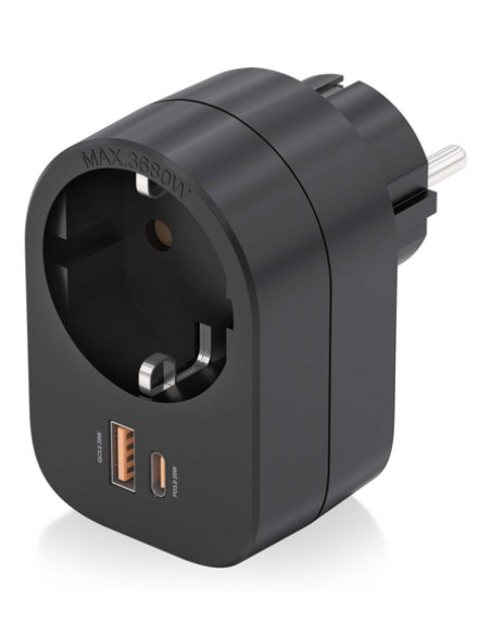 AISENS Regleta De Pared Multifuncion Con 1 Toma + 1xUSB-C 20W PD3.0,