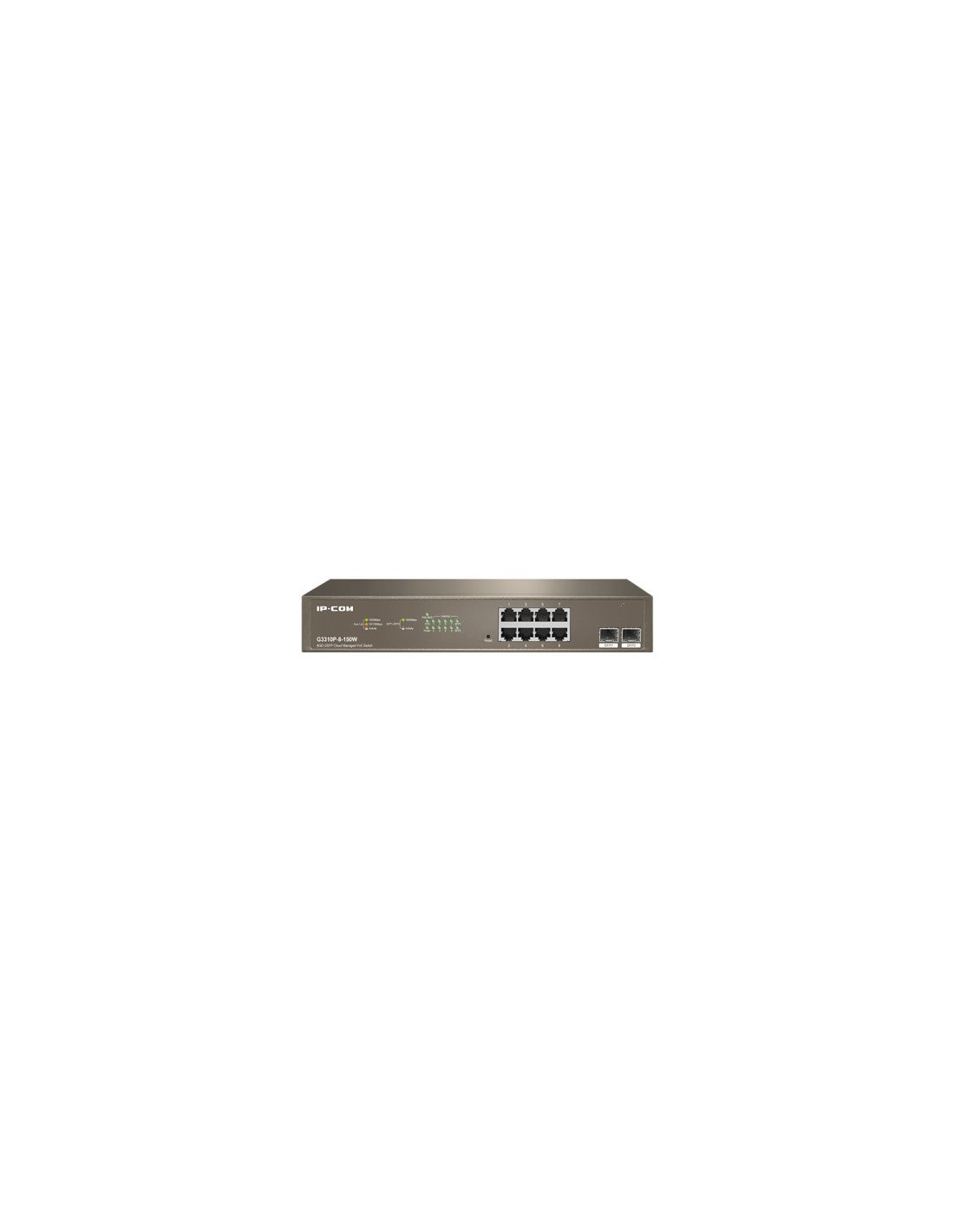 IP-COM Networks G3310P-8-150W switch Gestionado L2 Gigabit Ethernet (10/100/1000) Energía sobre Ethernet (PoE) Gris