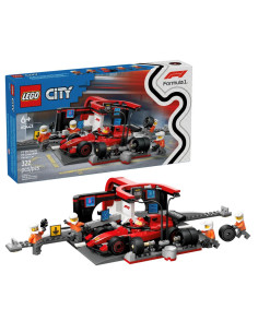 LEGO 60443 Parada en Boxes de F1 y Equipo de Mecánicos con Coche Ferrari