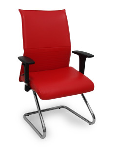 Piqueras y Crespo Sillón Albacete confidente patín similpiel rojo brazos regulables