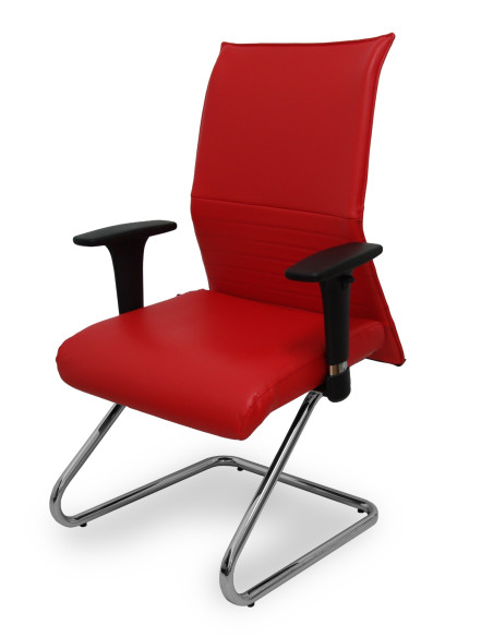 Piqueras y Crespo Sillón Albacete confidente patín similpiel rojo brazos regulables