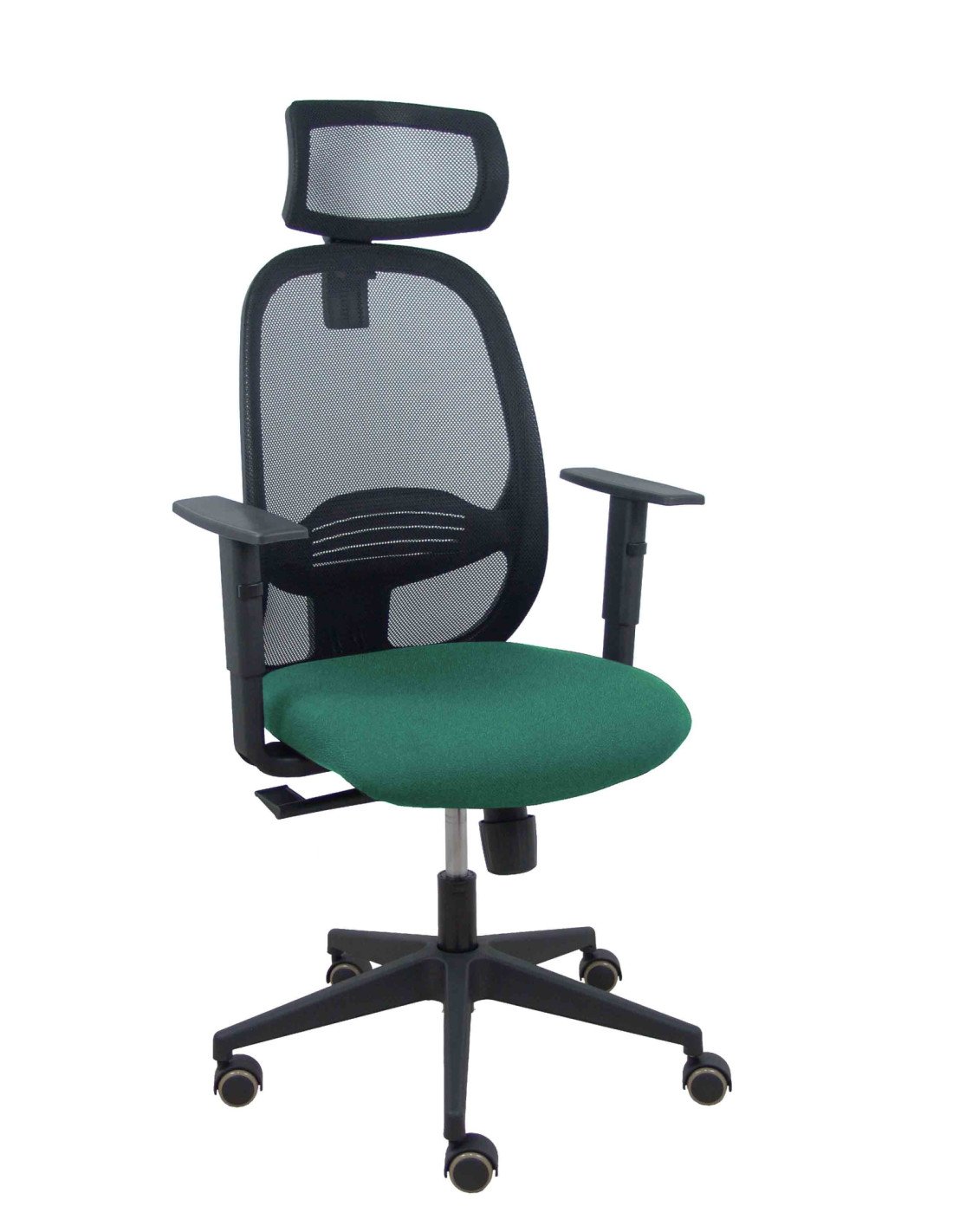 Piqueras y Crespo Silla Cilanco negra malla negra asiento bali verde botella brazo regulable cabecero regulable