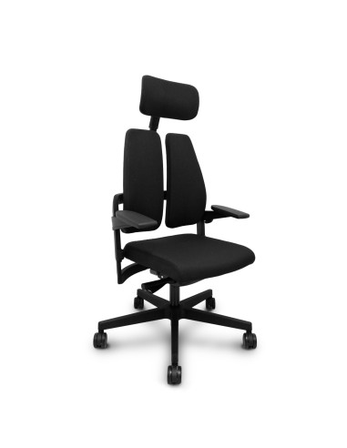 Piqueras y Crespo Silla Xilium Duo traslack tejido era negro brazos 3D y cabecero