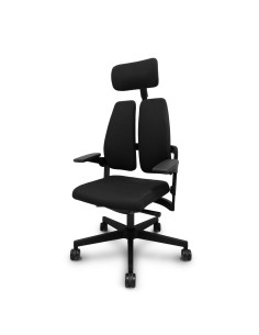 Piqueras y Crespo Silla Xilium Duo traslack tejido era negro brazos 3D y cabecero 2