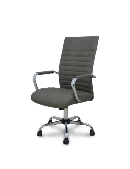 Piqueras y Crespo Sillón Opti527CR cromada basculante similpiel gris base cromada