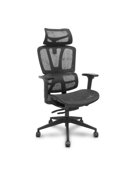 Piqueras y Crespo Silla Pro537 traslack malla negra brazos 3D ruedas nailon 60 mm
