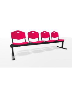 Piqueras y Crespo Bancada Iso plastic 4 plazas PVC color rojo