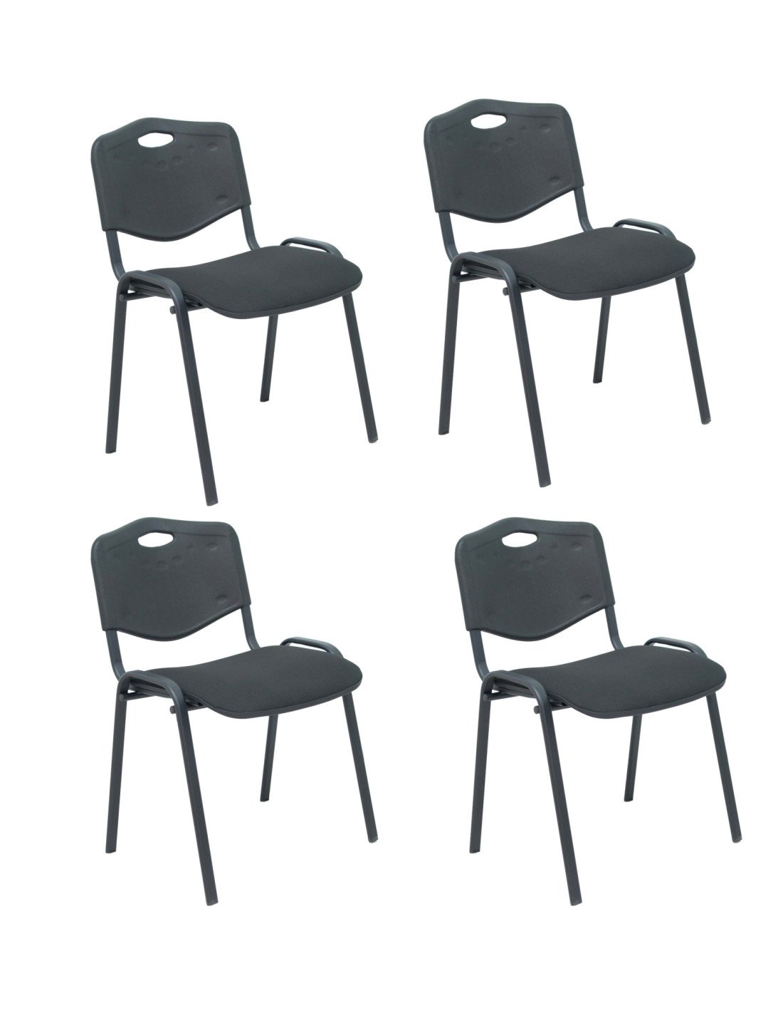Piqueras y Crespo Pack 4 sillas Iso Mix respaldo negro asiento aran negro