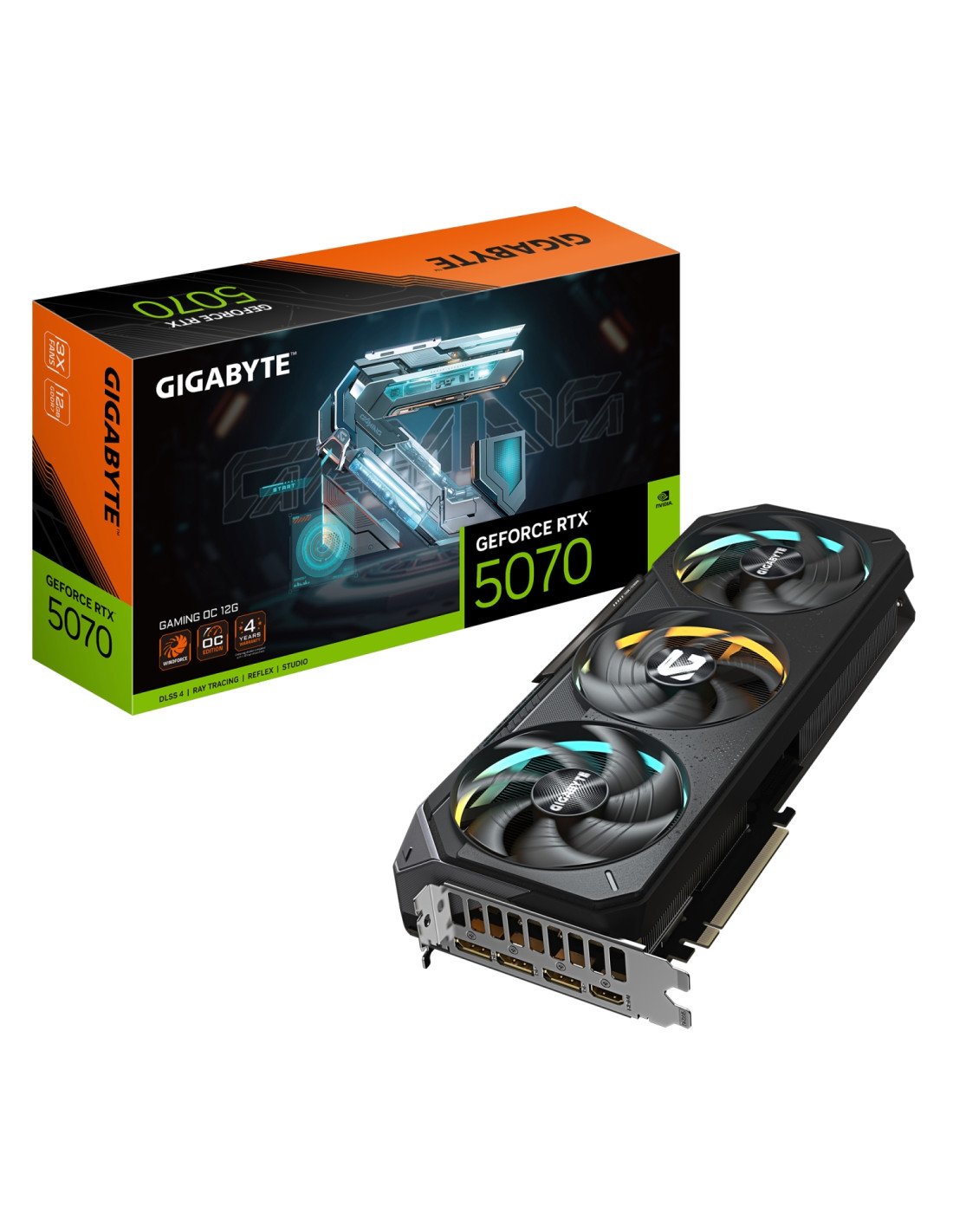 GIGABYTE GeForce RTX 5070 GAMING OC 12G Tarjeta Gráfica - 12GB GDDR7, 192 bits, PCI-E 5.0, XXXX MHz Core Clock, 3 x DP 2.1a, 1 x