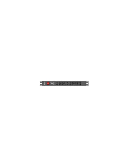 Lanberg PDU-08I-0200-C20-BK unidad de distribución de energía (PDU) 8 salidas AC 1U Negro