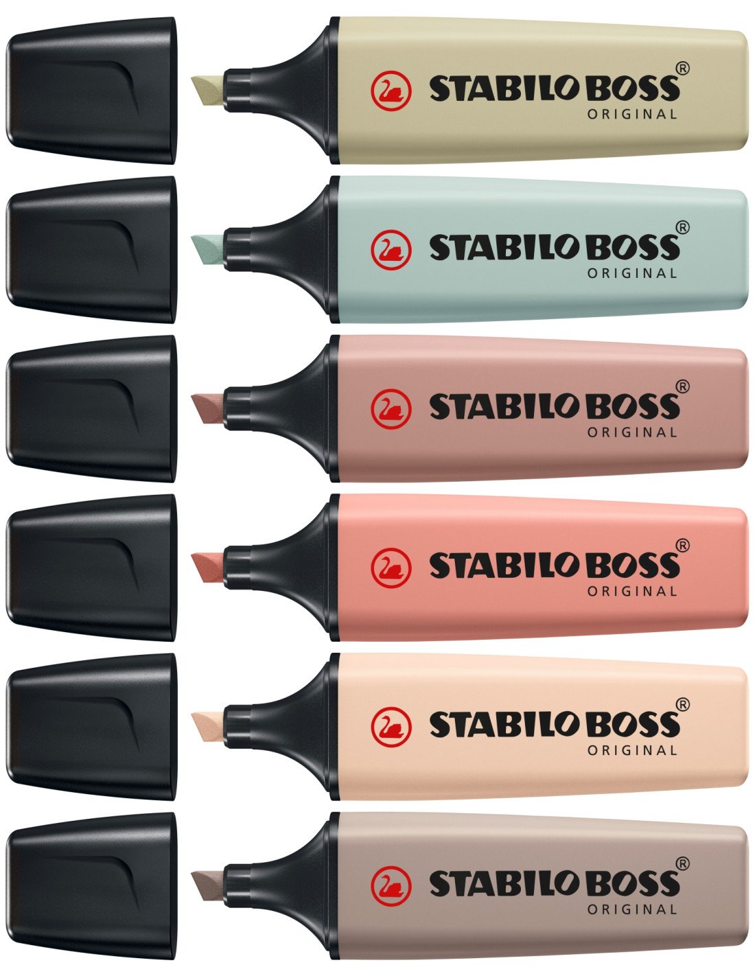 STABILO BOSS NatureColors marcador 6 pieza(s) Punta de cincel Negro, Bronce, Marrón, Verde, Gris, Verde claro