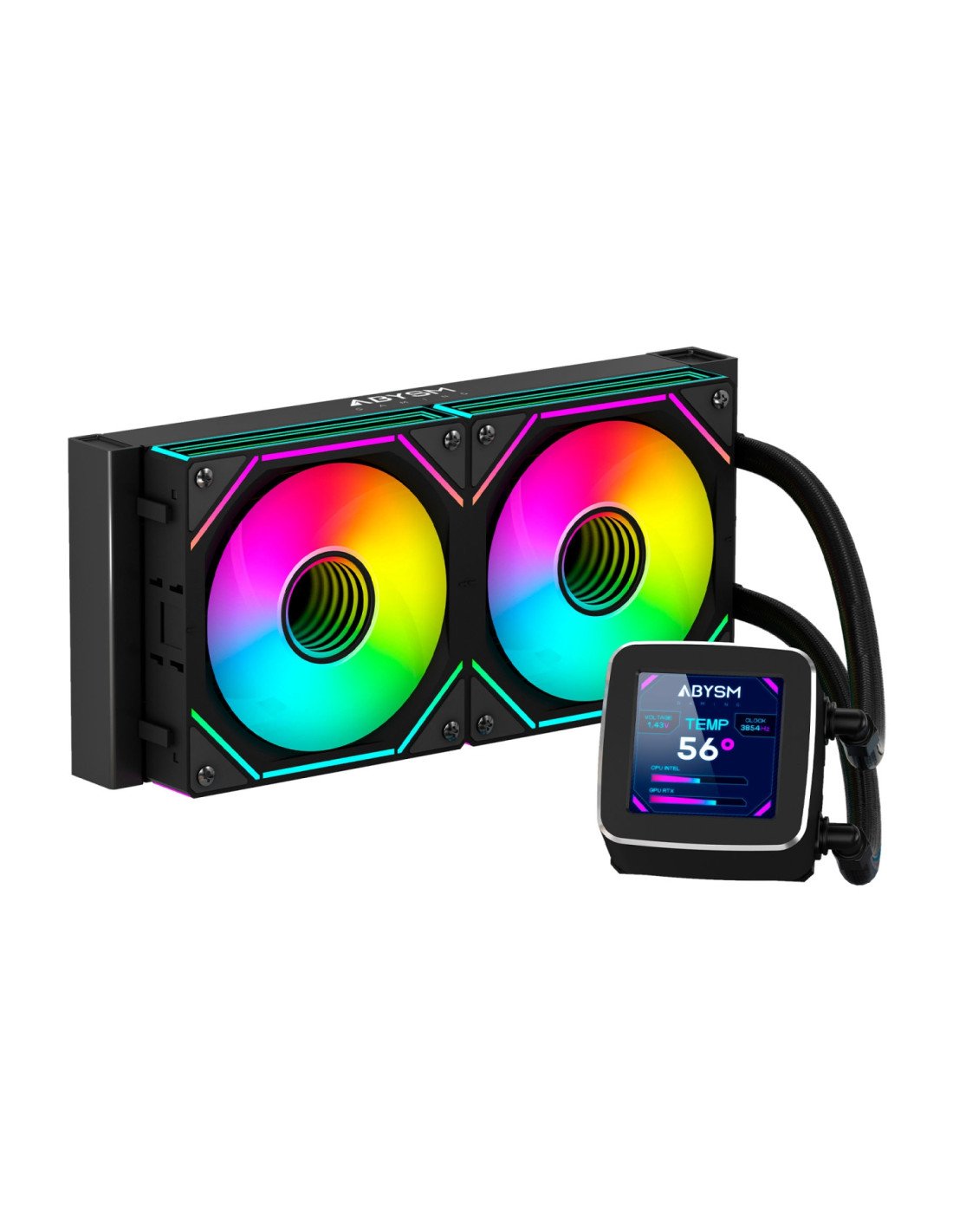 ABYSM Oceanic LCD 240 ARGB Procesador Sistema de refrigeración líquida todo en uno 12 cm Negro 1 pieza(s)