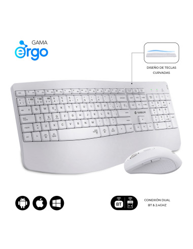 SUBBLIM Teclado con ratón COMBO DUAL OFFICE PROWAVE WHITE