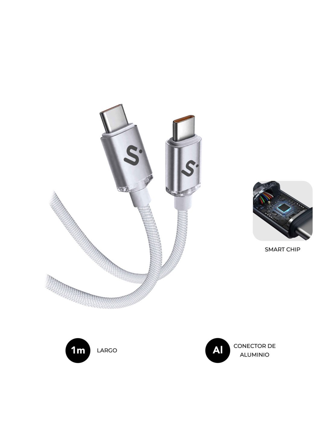 SUBBLIM CABLE OPTIMUS 60W C-C 1m WHITE