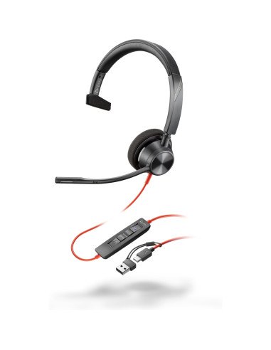 HP Poly Auriculares monoaurales Poly Blackwire 3310 con certificación