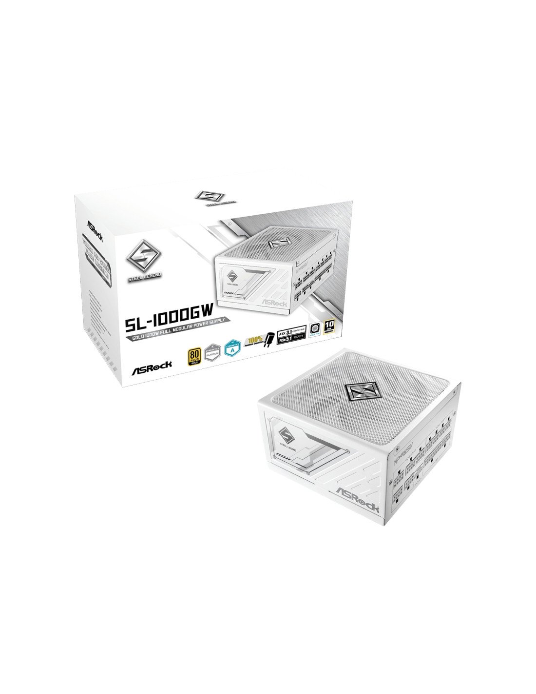 Asrock SL-1000GW Steel Legend unidad de fuente de alimentación 1000 W 20+4 pin ATX ATX Blanco