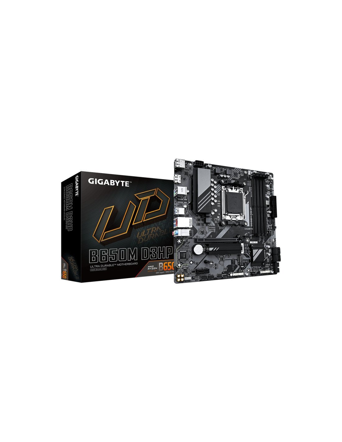 GIGABYTE B650M D3HP Placa base - AMD Ryzen serie 9000, VRM de 5+2+2 fases, hasta 7600 MHz DDR5 (OC), 2xPCIe 4.0 M.2, LAN 2,5 GbE
