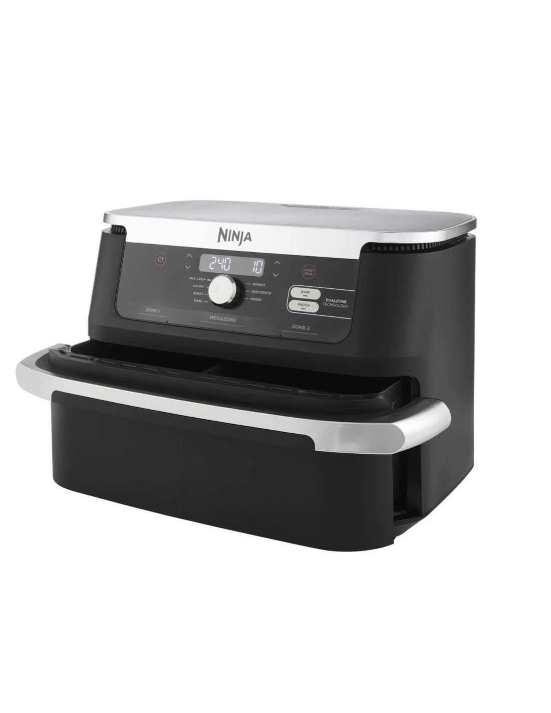 Ninja AF500EU freidora Doble 10,4 L Independiente 2470 W Freidora de aire caliente Negro, Acero inoxidable