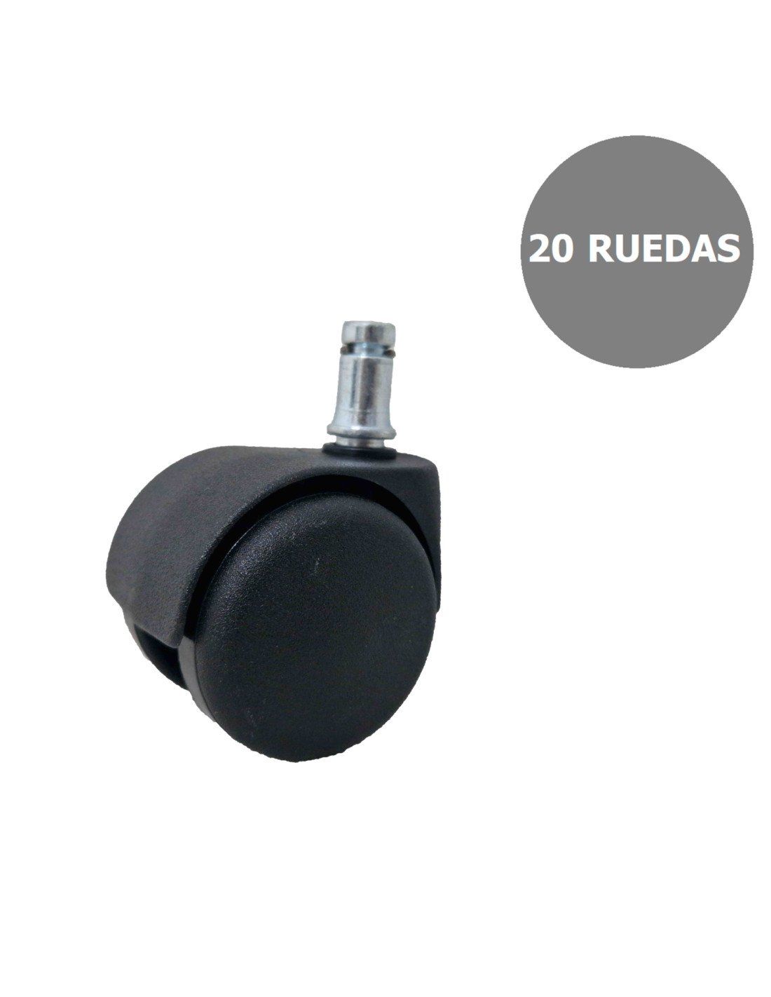 Piqueras y Crespo Kit de 20 ruedas de nailon autofrenantes de 50 mm perno 11 mm.