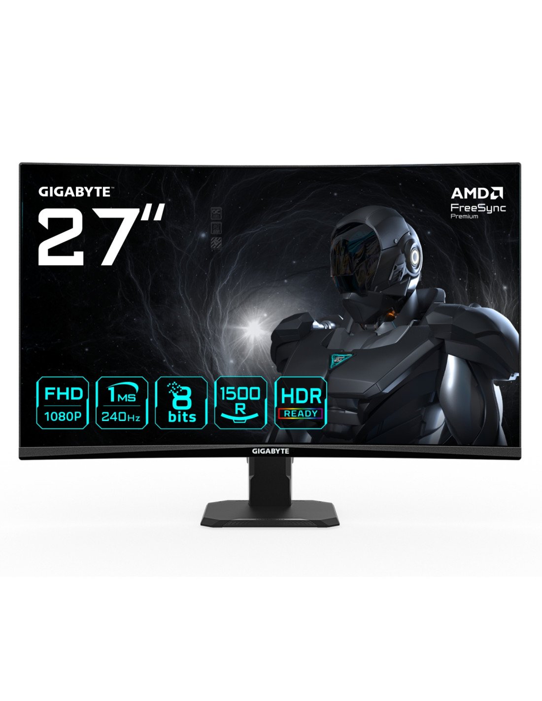 GIGABYTE GS27FC2 Monitor Gaming Curvo 27" FHD - 1920 x 1080, 240Hz, 1ms, 350 cd/m², HDR Ready, HDMI 2.0, Displayport 1.4