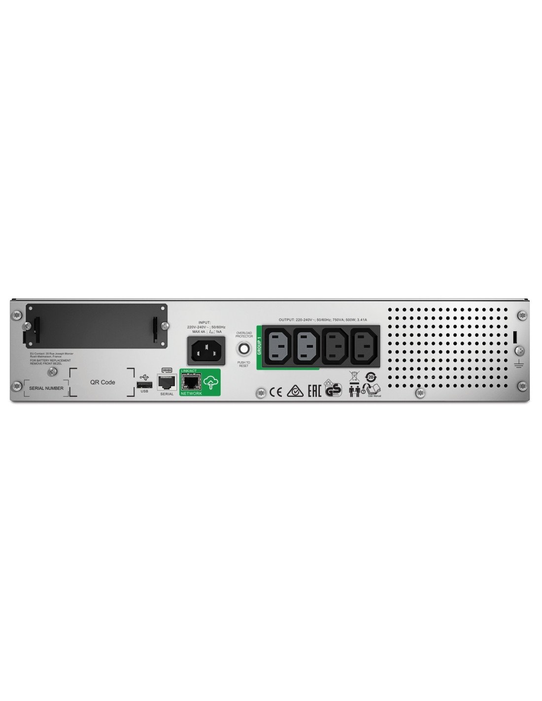 Sais linea interactva apc sistema de alimentación interrumpida UPS 750va 500w 4 salidas AC SMT750RMI2UC