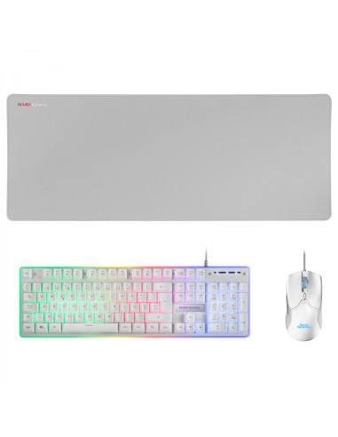 Mars Gaming MCPXWPT Combo Teclado+Ratón+Alfombrilla Blanco PT