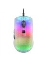 Mars Gaming MMRW Blanco, Ratón Gaming RGB Chroma Estructura Translúcida Ultra-ligera 58g 12800 DPI Switches Mecánicos HUANO