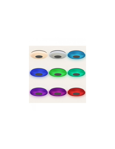 Plafon LED Rainbow Ksix 40cm Blanco Altavoz integrado 30W Modos de luz RGB Bluetooth Google Home Amazon Echo IP42